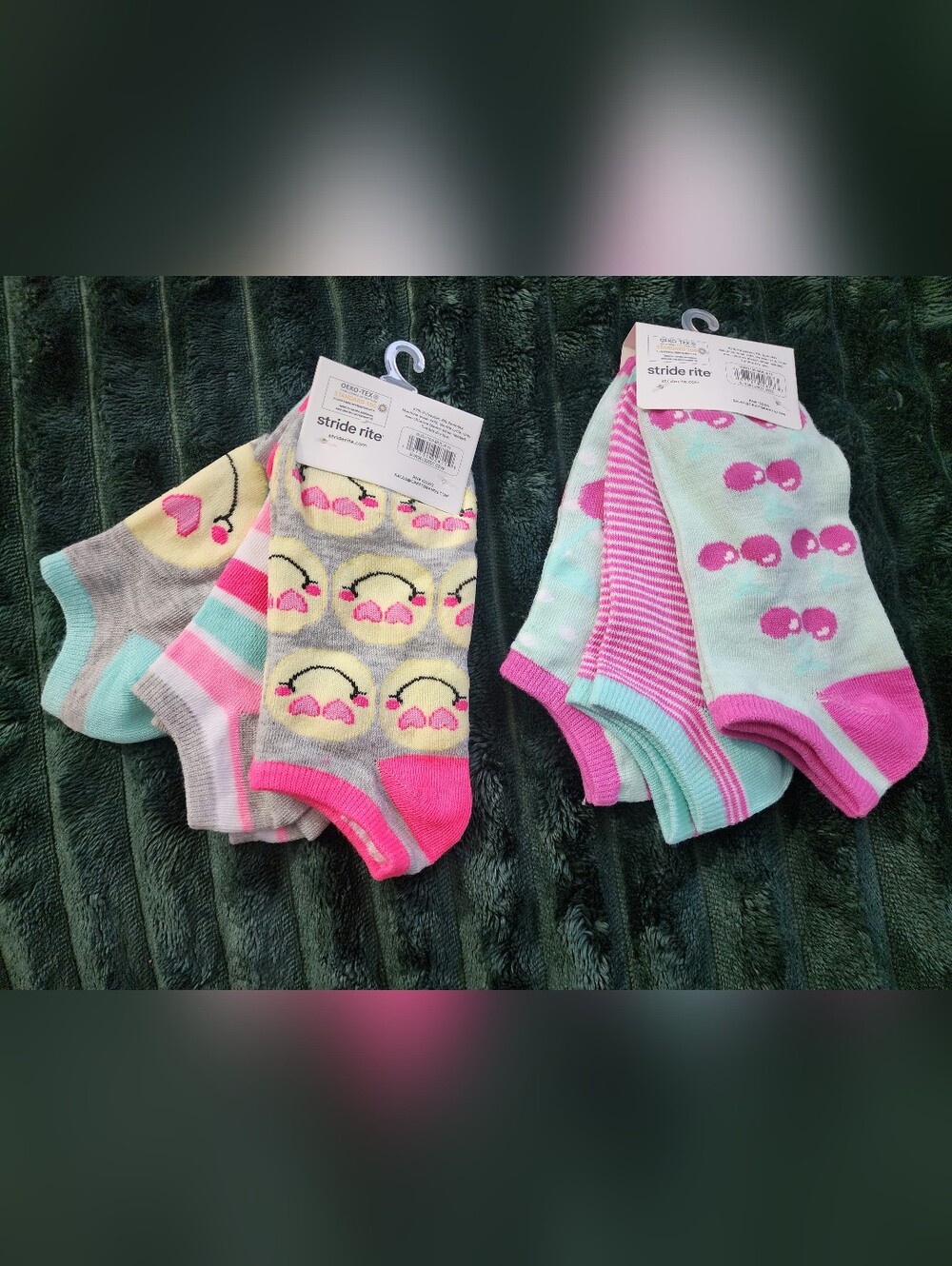 Surprize by Stride Rite Girls Ankle Socks - Mint, Pink, Gray (6 Pairs) - Picture 2 of 2